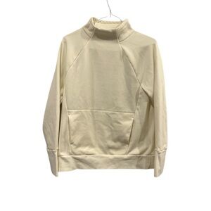 Fabletics Women’s Large Sweatshirt Mock Neck White Pullover Pockets LS 17911 EUC